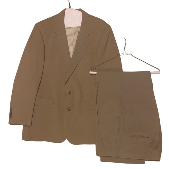 Vintage Dayton Hudson Suit Mens 2 Piece‎ Beige Solid 2 Button Front Long Sleeve - Picture 1 of 16